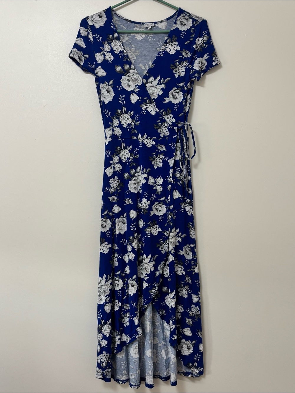 Floral Wrap Maxi Dress - Blue and White Size XS